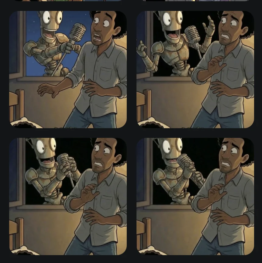 A roll of takes from the Sleep-Talking scene, Chank at the bedroom window with his microphone, the man startled mid-scene